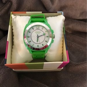 COACH green rubber strap boyfriend watch